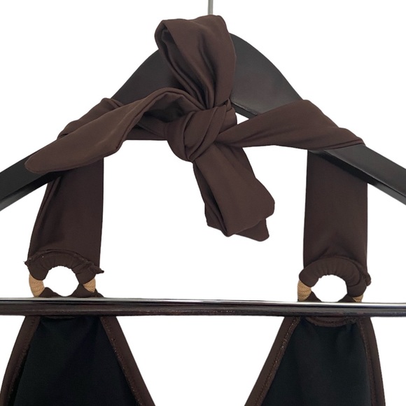 Simply Swim Brown Swim Coverup Halter Dress Size 12 - Picture 4 of 8